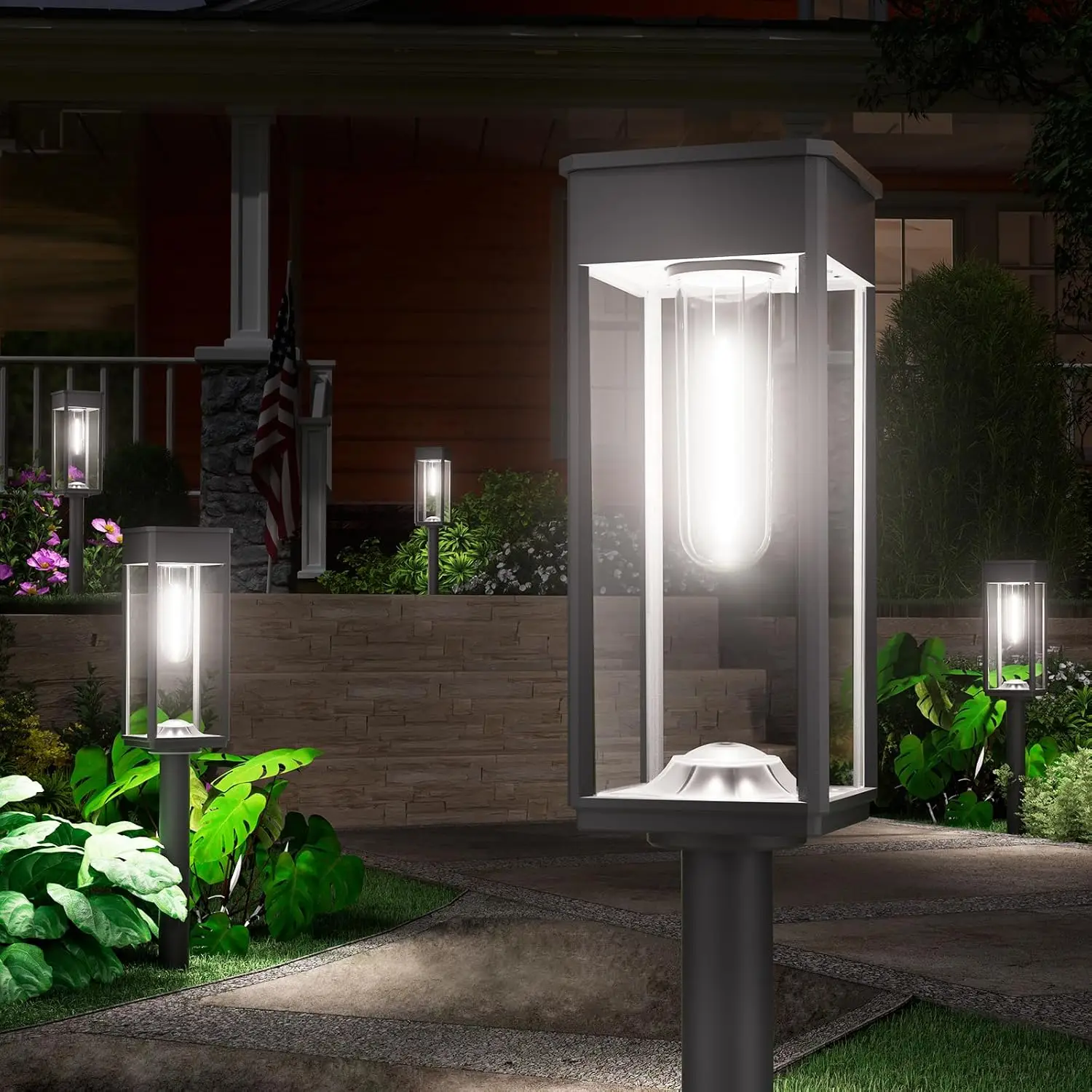 

8-Pack Solar Pathway Lights, IP65 Waterproof Outdoor Garden Lights, Solar-Powered Cool White for Yard, Lawn, Walkway