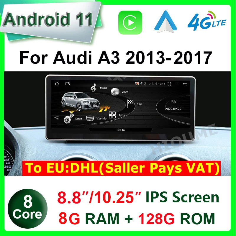 

Android 11 128G Car Multimedia Player GPS Navigation for Audi A3 2014 - 2017 8.8" 10.25" CarPlay Auto Video Stereo Radio Screen