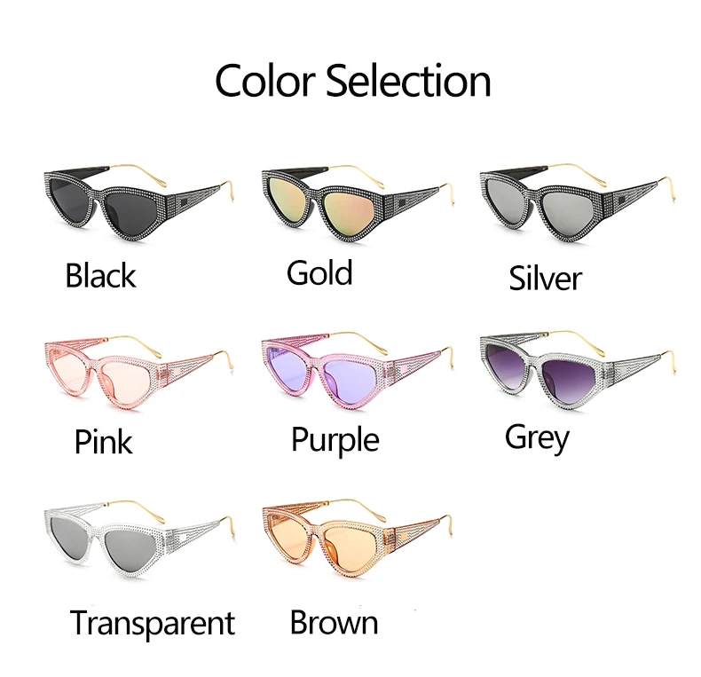 Stilvolle Voll-Diamant Katzenaugen-Sonnenbrille für Damen Unisex Internet-Berühmtheit Streetstyle-Brille 5127 – Detail 7