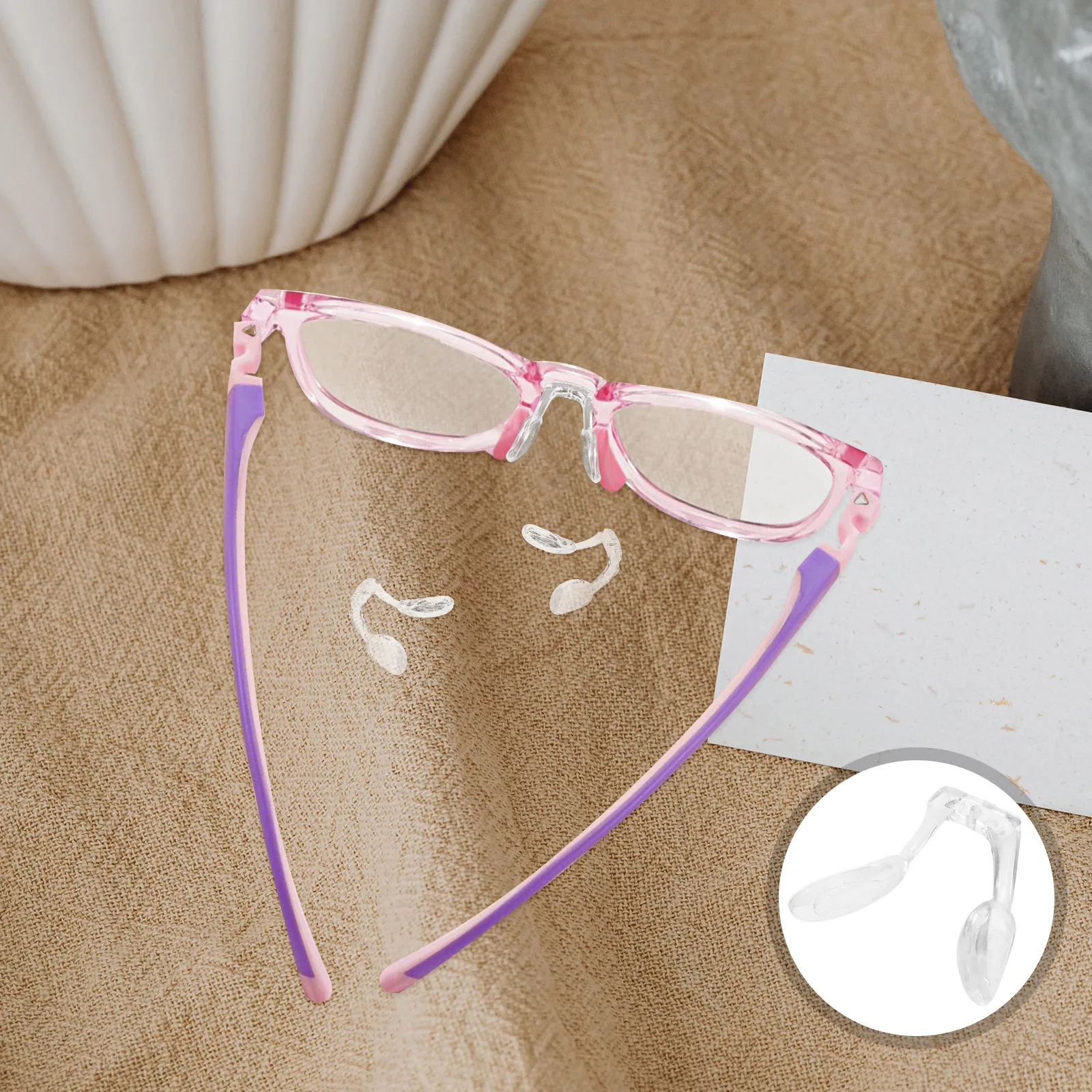 

2pcs Saddle Nose Pad Soft Silicone Anti Slip Eyeglass Glasses Sunglasses Replaceable Cushion