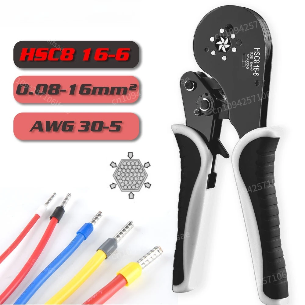 

Tubular Terminal Crimping Pliers HSC8 16-6 16mm² Crimper Tools Wire Connector Ferrule Electrical Clamp Tool
