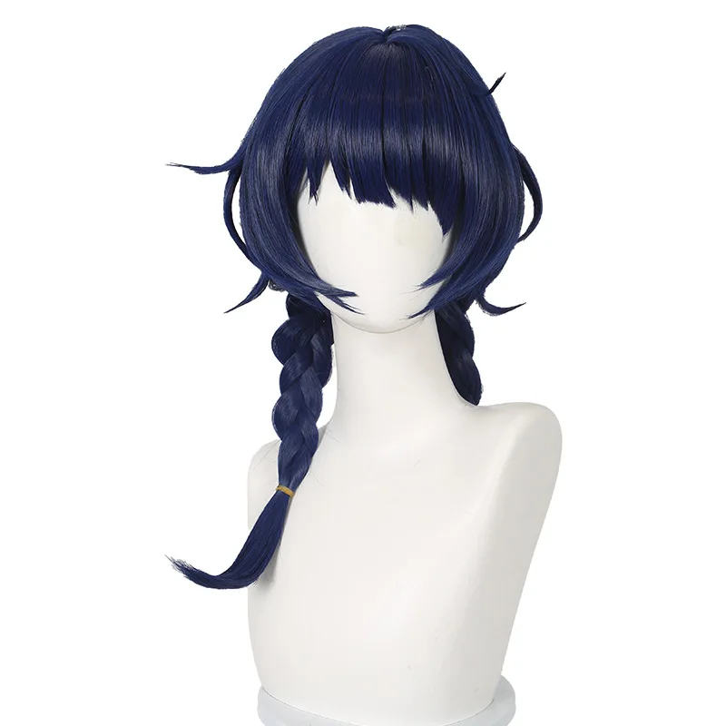 

Genshin Impact Lantern Rite Xiangling Cosplay Wig With Realistic Scalp Top And Braids Medium-long Blue Hair
