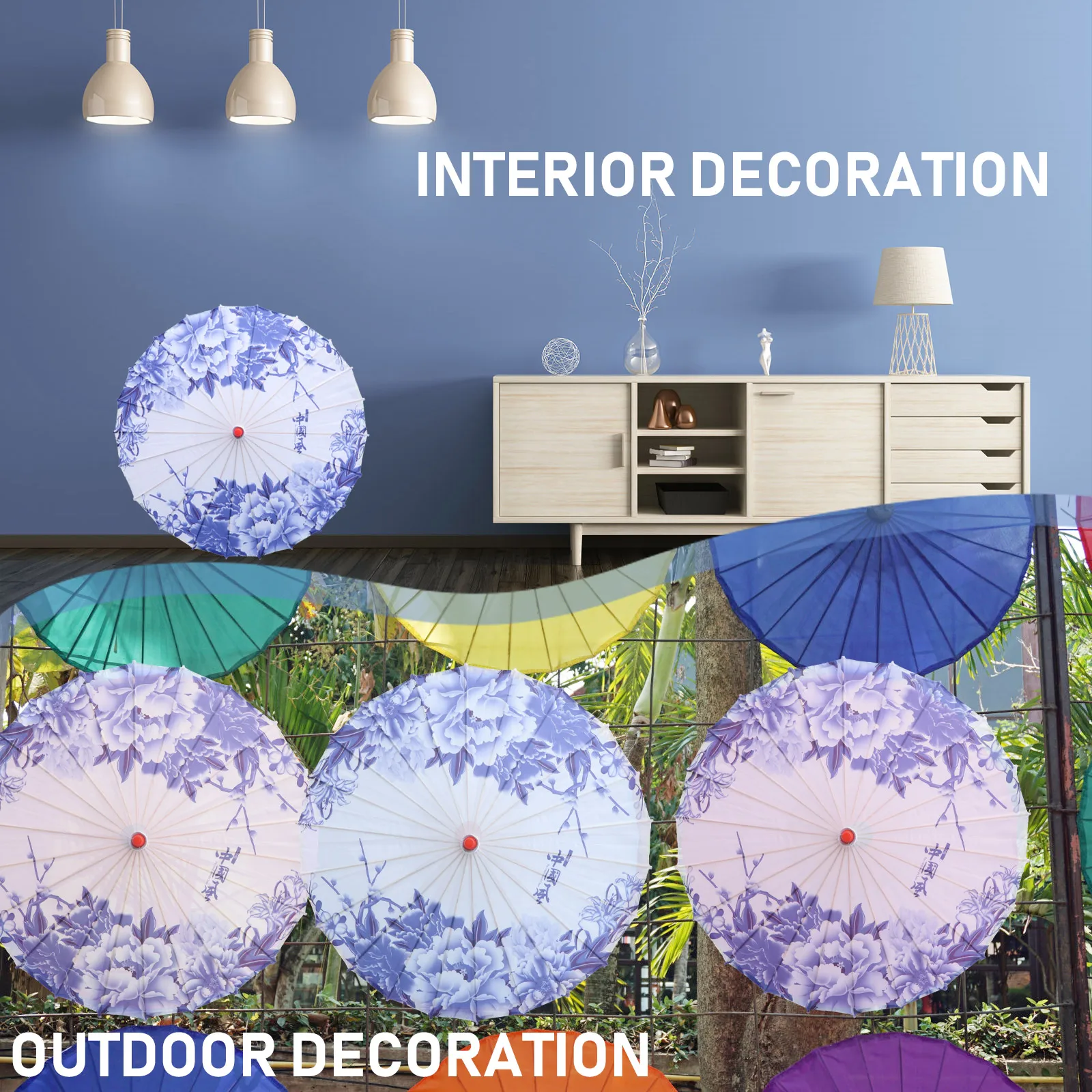

Oil Paper Umbrella Not Rainproof Water Town Craft Chinese Style Classical Blue Man