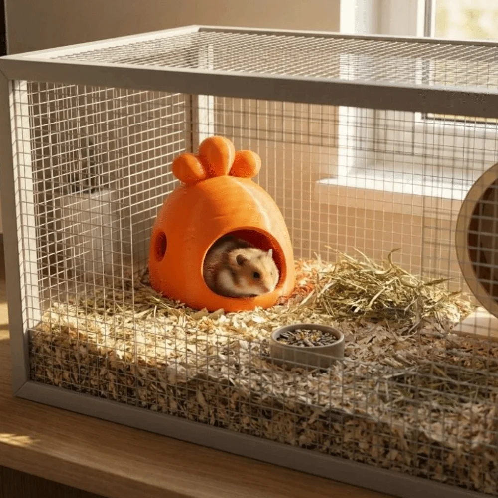 3D Printed Carrot Shaped Hamster House Creative Plastic Hamster Hideout Cartoon Small Animal Cage Pet Sleeping Nest
