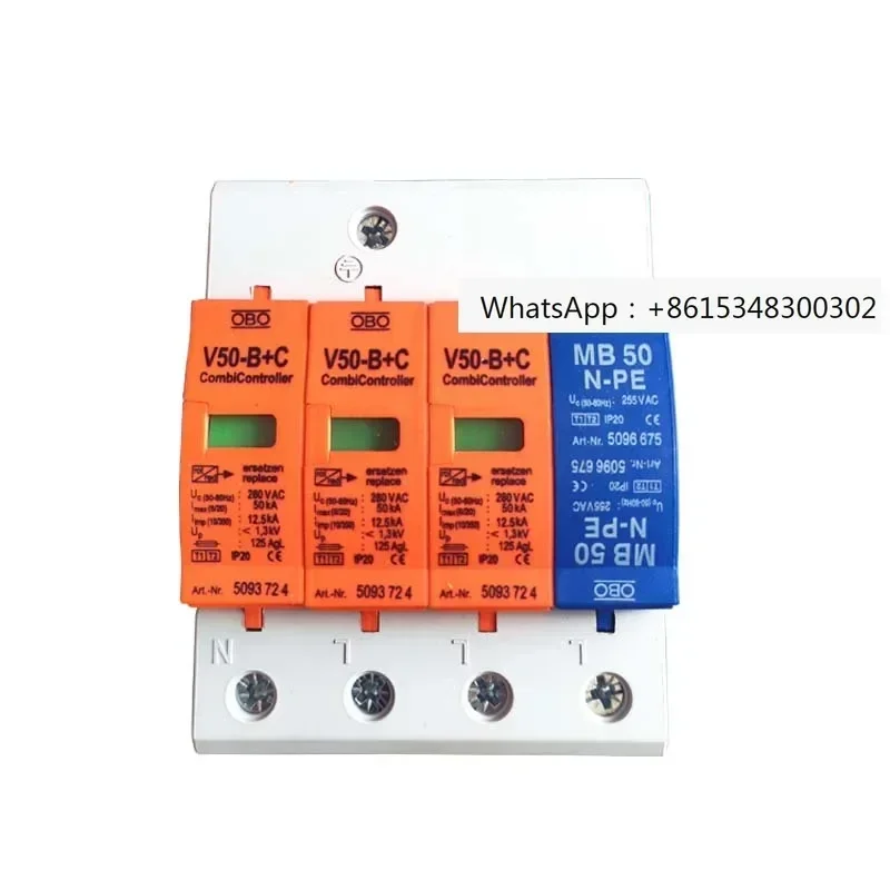 

Obo Surge Protector Lightning Counter Strike V50-B+C MB50 N-PE T1+T2 50kA