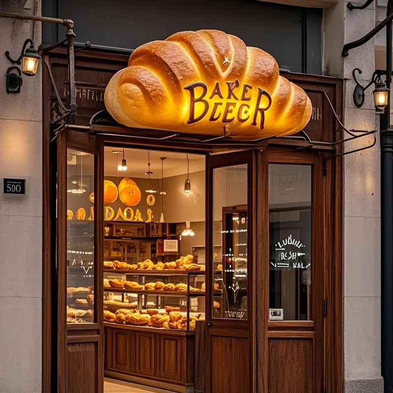 Cartoon simulation luminous fiberglass bread model sculpture door decoration