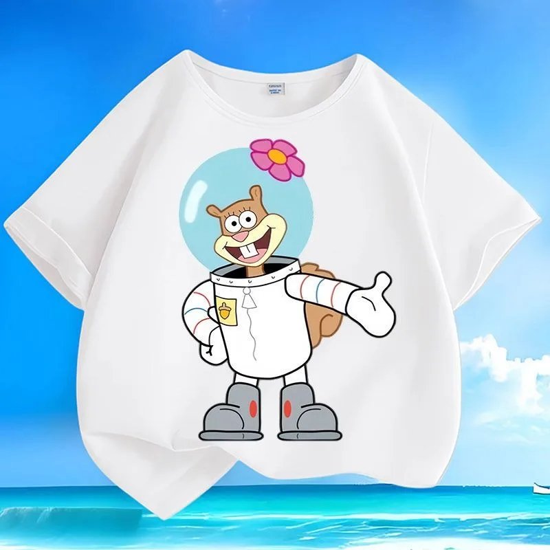 Camiseta de Bob Esponja para Niños, Cuello Redondo, Holgada, Antiarrugas, Lavable a Máquina, Precio Bajo por Tiempo Limitado