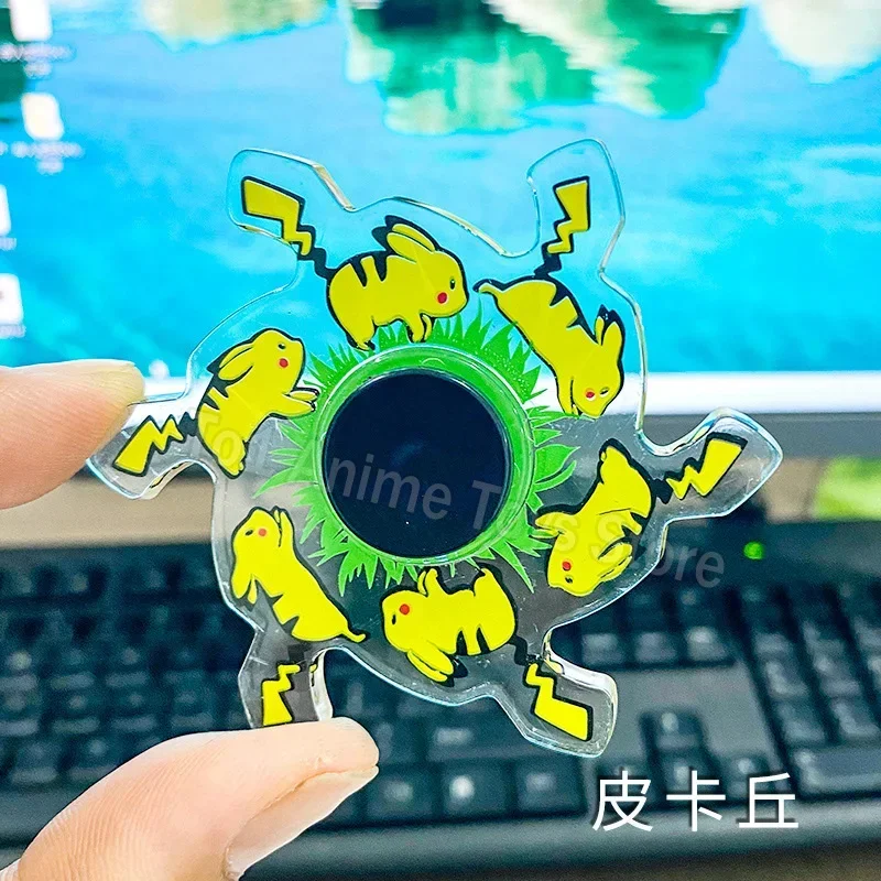 Pokemon Pikachu Fidget Spinning Spinning Cartoon Animation Running Dynamic Mute Spinning Top Toys for Children Adults Toys