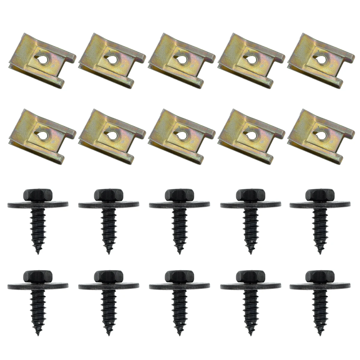 20pc Chassis Engine Guard Metal Nut/Screw Washers U-shape Clip Auto Fender Bumper Cross Head Screws For BMW Hex Speed Fastener ﻿