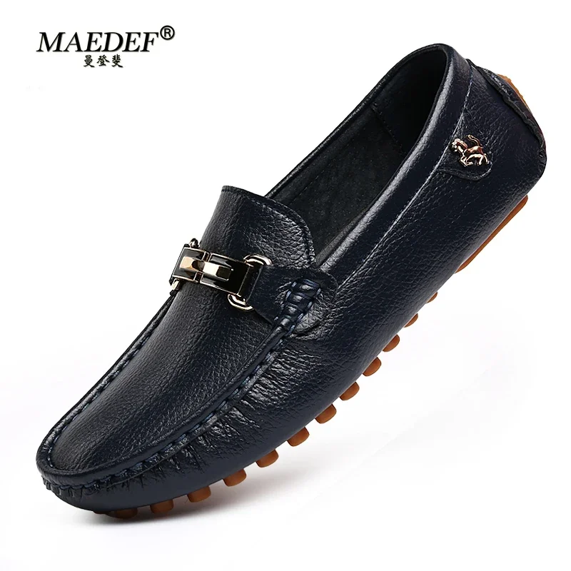 MAEDEF Men's Loafers 2024 Spring Autumn Fashion Shoes Men Classic Brand High Quality Leather Comfy Drive Shoes Boat Casual Shoes