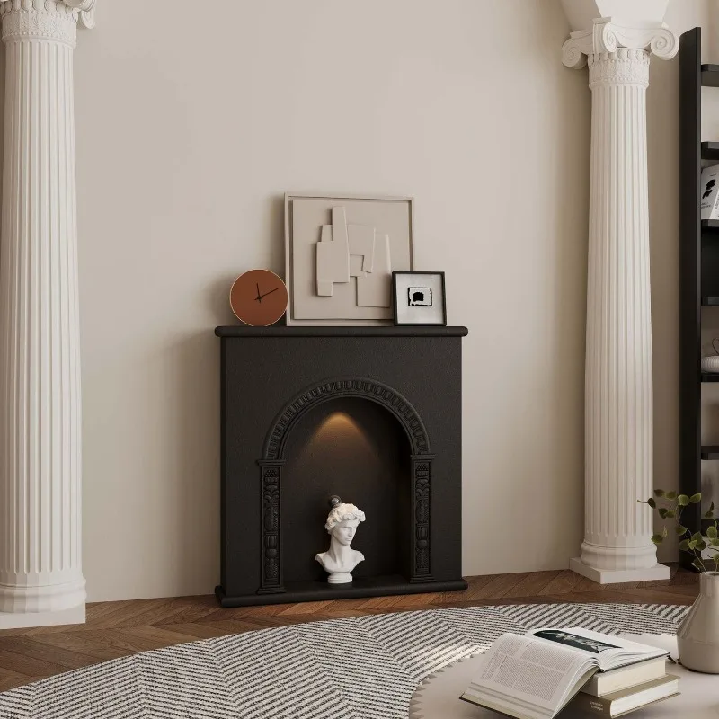 French mantel European simple cream style decorative cabinet American luminous fireplace French relief porch storage cabinet