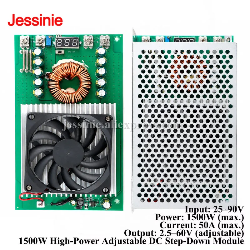 1500w-50a-high-power-dc-dc-step-down-module-25-90v-to-dc-25-60v-adjustable-buck-converter-board-digital-display-with-case