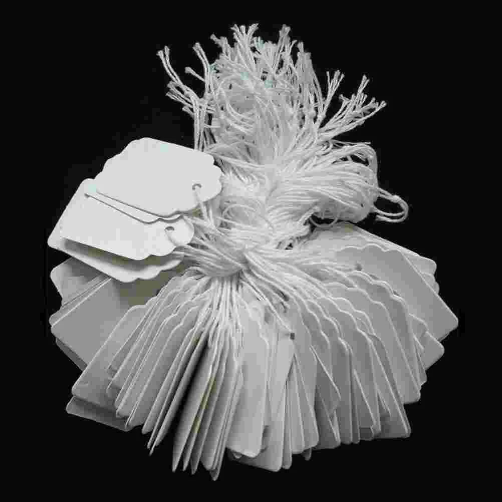 190PCS Clothes Tags Label Tags with String Display Label for Product Xmas Name Tag Display Tags with String White Writable Tags