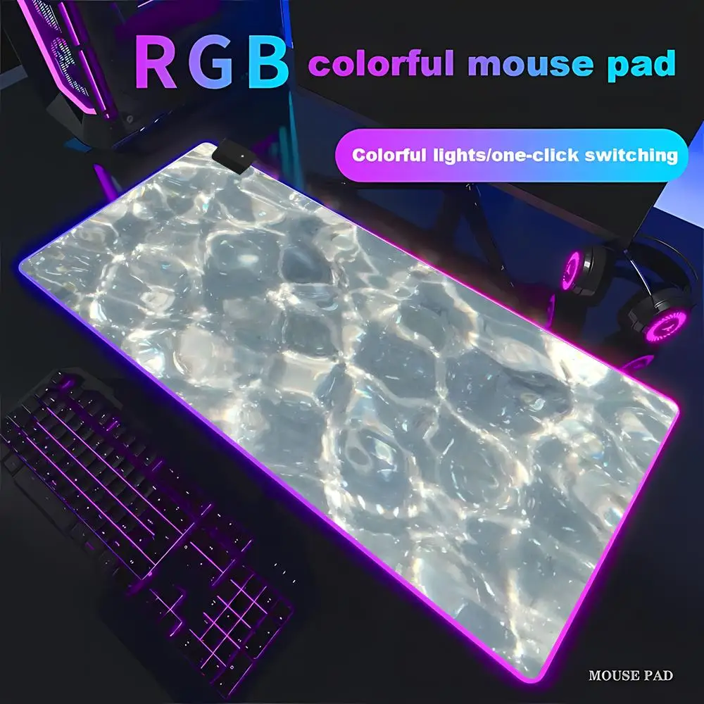 

RGB Ice Cubes and Water HYBXAXC Computer Desk Mat HD Keyboard Pad Non-Slip Rubber for Friends Teens Girlfriend Boyfriend Workers
