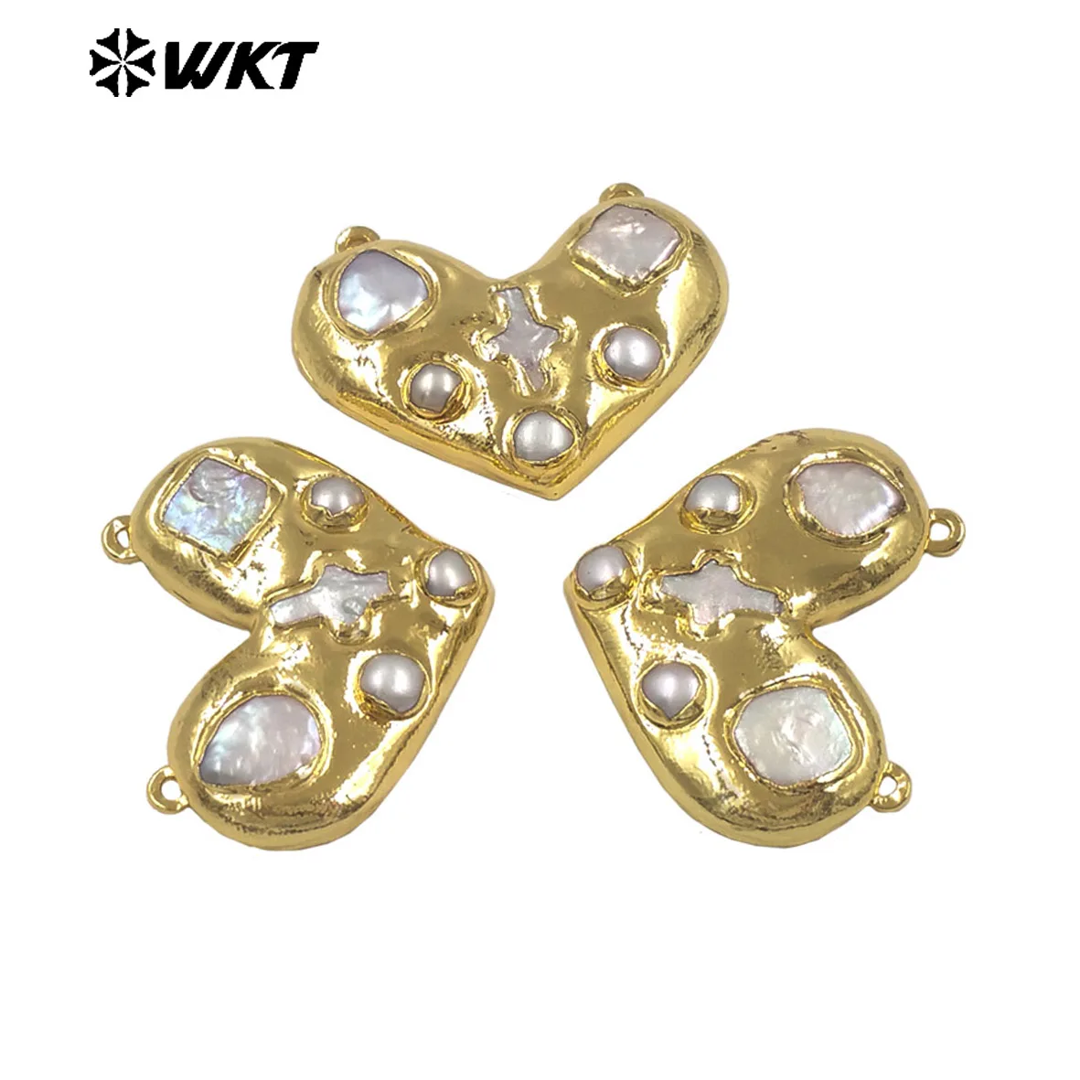 

WT-PC019 Natural Freshwater Pearl Dashing Heart Shape Connector For Women Anniversary Gift Jewelry