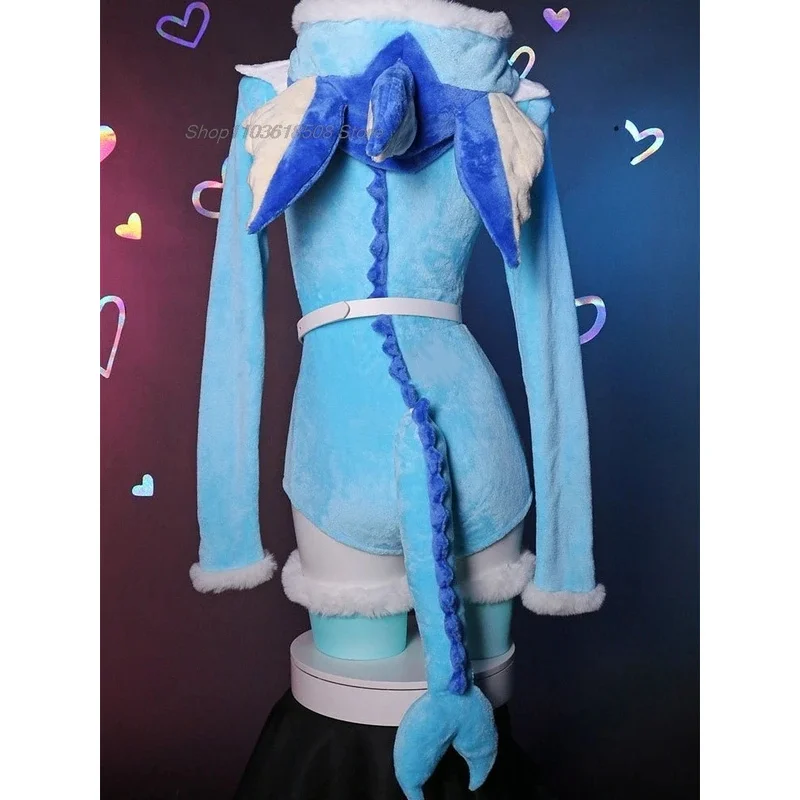 Anime Vaporeon cosplay costume women sexy flannel hooded bodysuit tail socks suit bunny girl kawaii plush pajamas cute jumpsuit