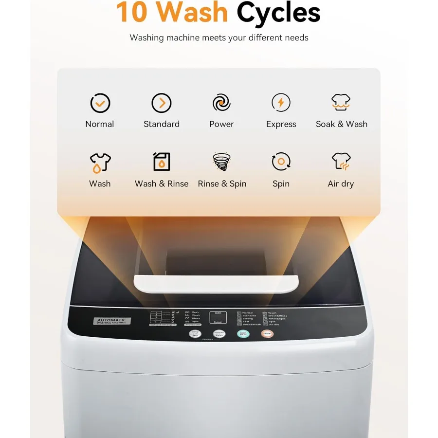 1.03 Cu. Ft. Portable Washing Machine with 8.8 LBS Capacity 10 Washing Cycles 5 Water Levels Drain Pump Included LED Display Id