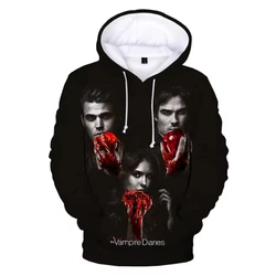 The Vampire Diaries 3D Printed Men's Hoodie Harajuku Long Sleeves Oversized Outdoor Pullover Sweatshirt Kids Unisex Clothing