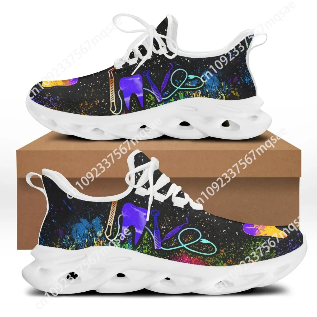 Aangepaste damessneakers Tandartsschoenen Tandheelkundige apparatuur Print Zomer Mesh Dames Beloopbare schoenen Ademende flats Schoeisel Vrouw