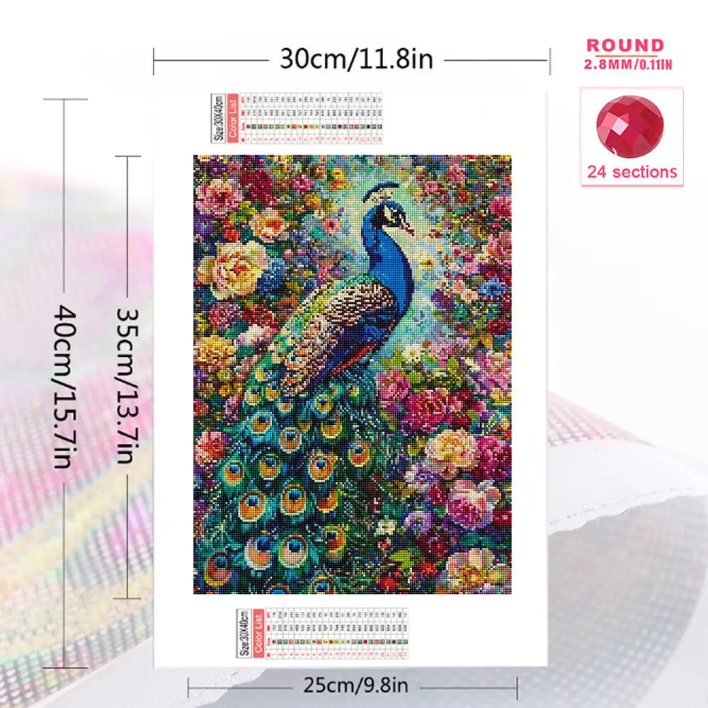 Momoart Diamond Mosaic Peacock Animal DIY Cross Stitch Kits Diamond Painting Flower Embroidery New Arrival Child Hobby