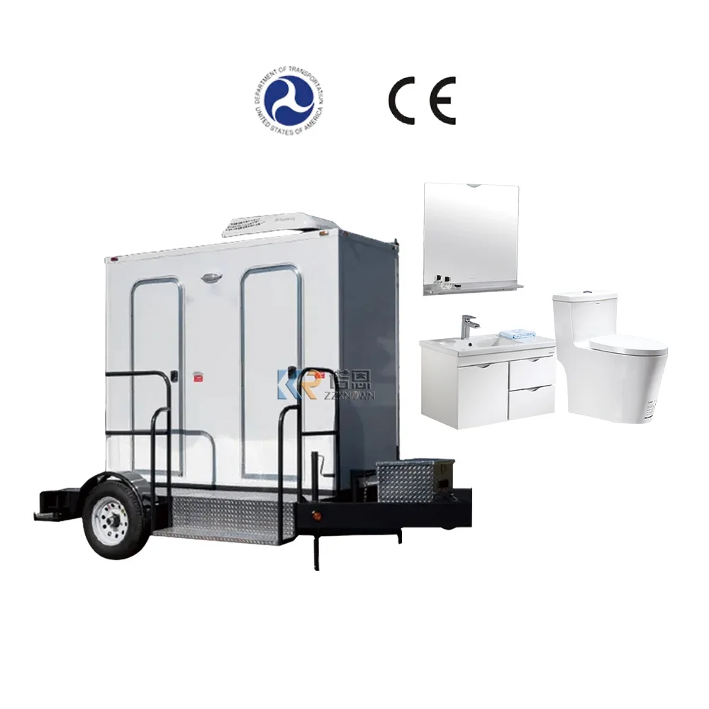 Modern Outdoor Mobile Toilets Outdoor 2 Stall Steel Camping Portable Restroom Trailers Wc Toilet Box Cabin