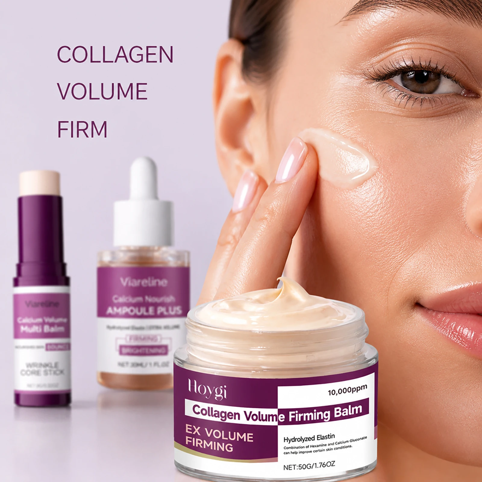 Calcium Volume Skincare 4er-Set - Multi-Balsam/Ampulle/Festigende Creme/Augencreme zur Reduzierung feiner Linien und Reparatur der Hautbarriere, koreanische Hautpflege – Detail 3