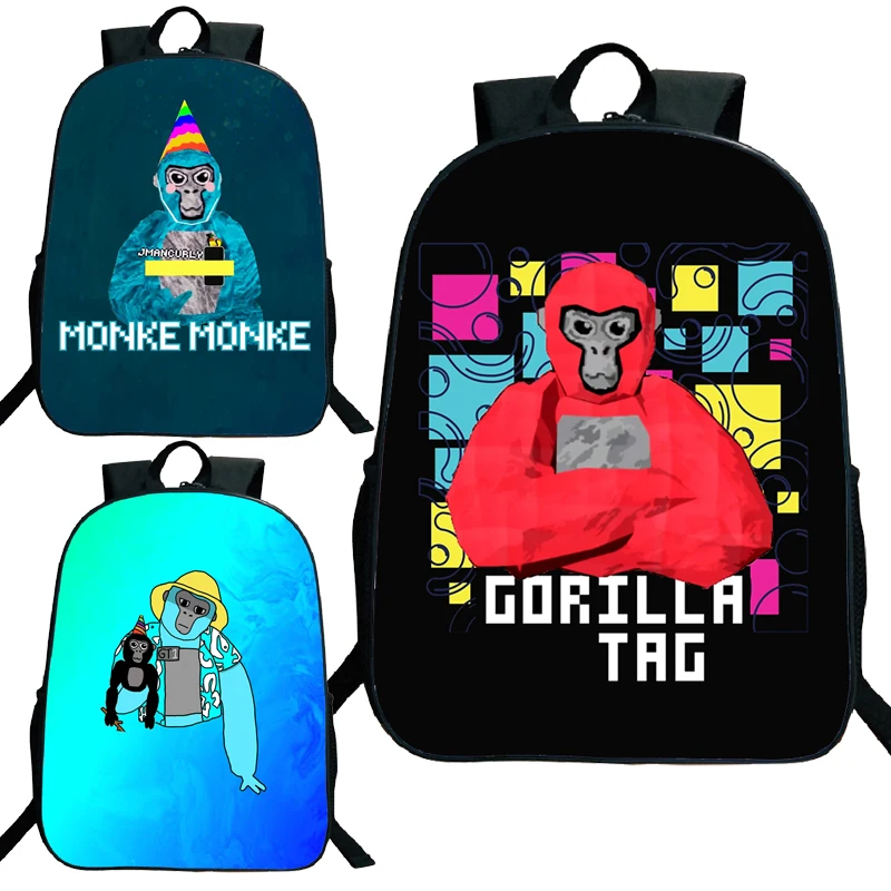 Mochila Gorilla Tag Monke, Mochila bonita de dibujos animados a la moda con mono, Mochila escolar para estudiantes, Mochila de hombro para mujeres, hombres, niños y niñas