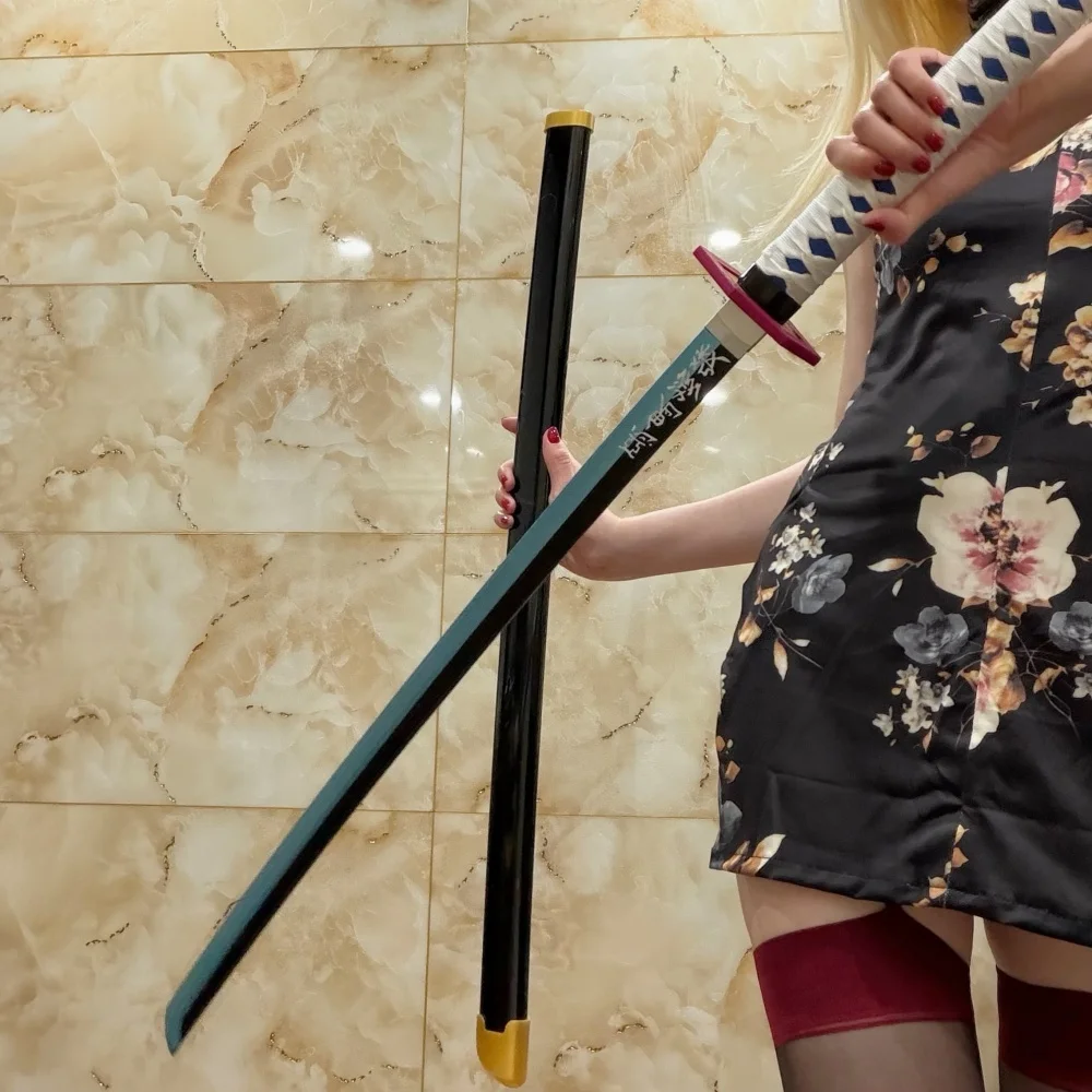 

39.3inch Demon Slayer Tomioka Giyuu Wooden Katana Sword Ninja Knife Original Samurai Katana Sabre Cosplay Accessories Prop Toy