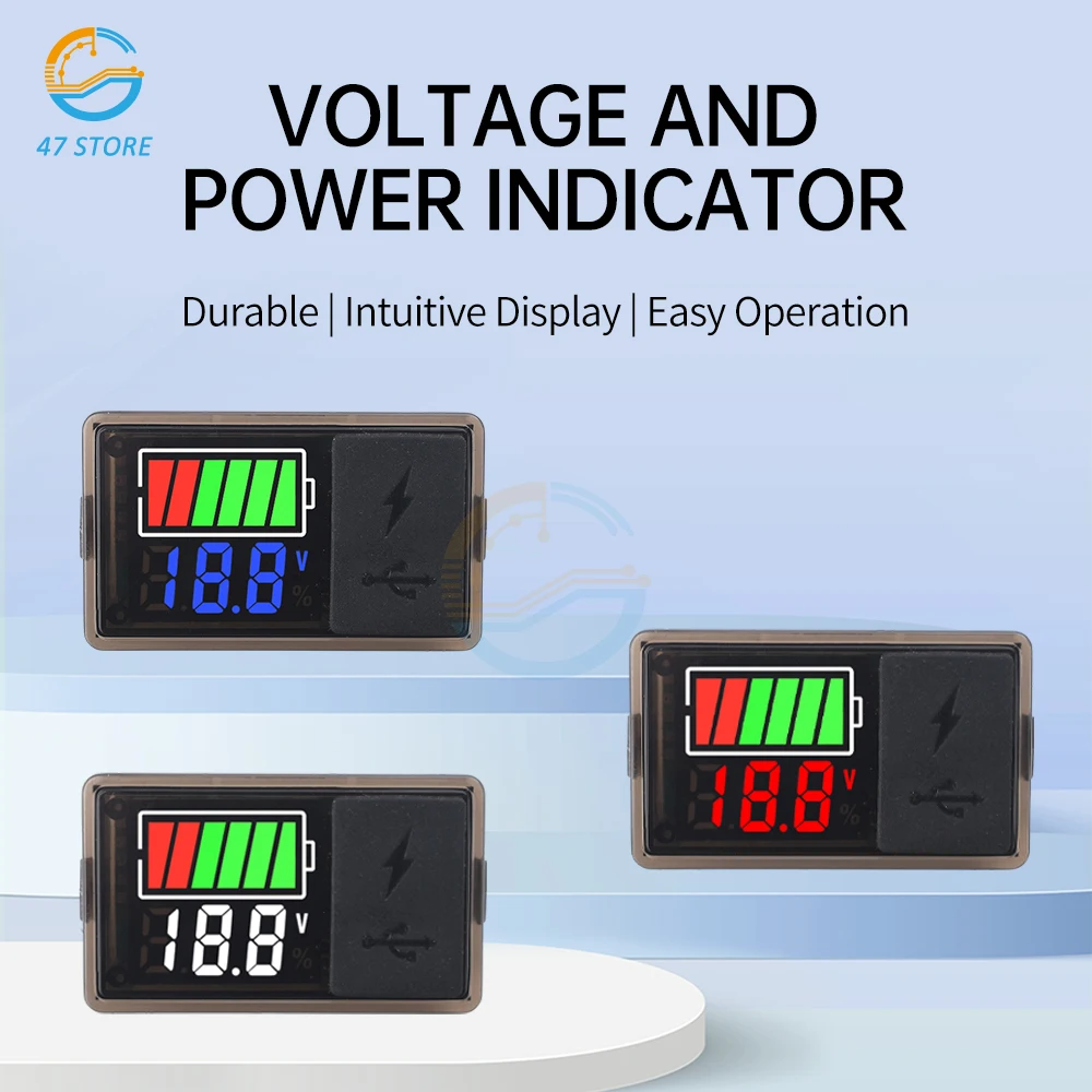 DC8-30V Battery Capacity Indicator Voltmeter USB Type-C Battery ChargeLithium Battery Capacity Meter Test Display LED Tester