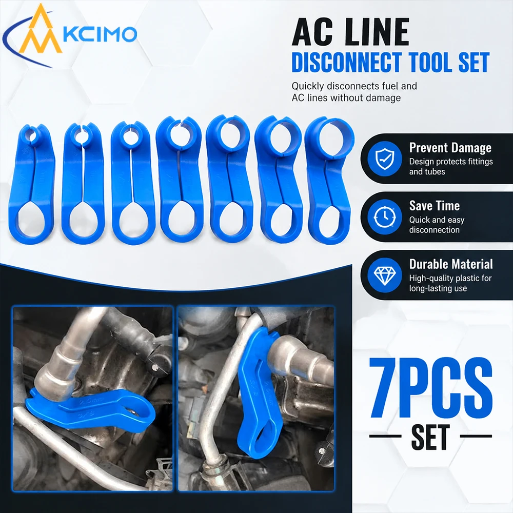KCIMO 7PCS Auto Fuel Air Conditioning Pipe Removal Tool Set Plastic AC Line Disconnect Tools for Vehicle Maintenance