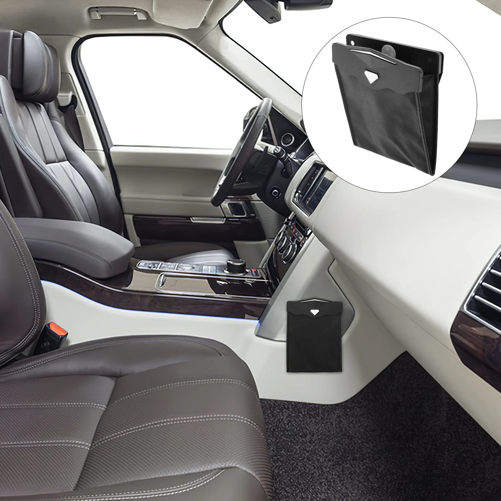 

Car LED Trash Bag Waterproof Hanging Artificial Organizer Back Seat Storage Pocket Portable Garbage Bin for Vehicle Use
