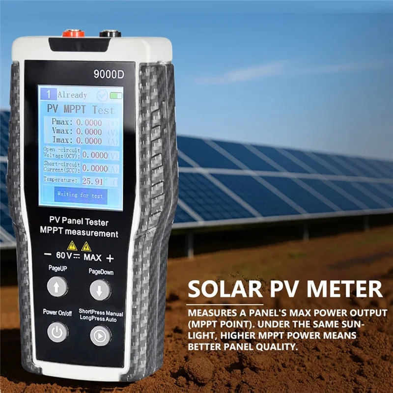 Penganalisis Daya MPPT 5-800W Penguji Panel Surya 9000D, Layar TFT 2.8", Alat Ukur Diagnostik Sistem PV Profesional