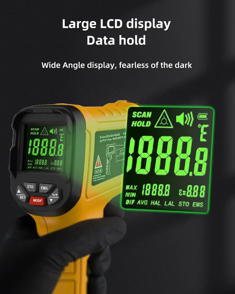 BSIDE Infrared Thermometer Gun -50~1400°C Handheld BBQ Digital Laser Industrial  Non Contact Temperature Measuring Tester Tools - 4