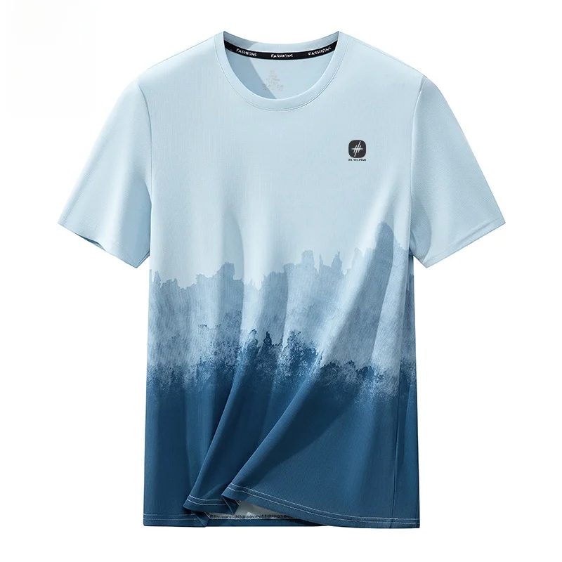 

Мужская повседневная футболка FLYLOW для активного отдыха и бега, быстросохнущая, дышащая, из полиэфирного волокна, с круглым вырезом, стандартной длины