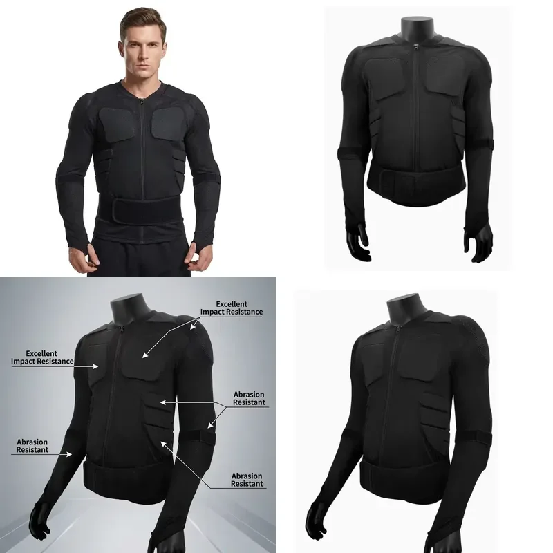 Adult Motorcycle Riding Gear Protective Shoulder Chest Pads with Shock Absorption PU Material Full Sleeve for Skiing Downhill