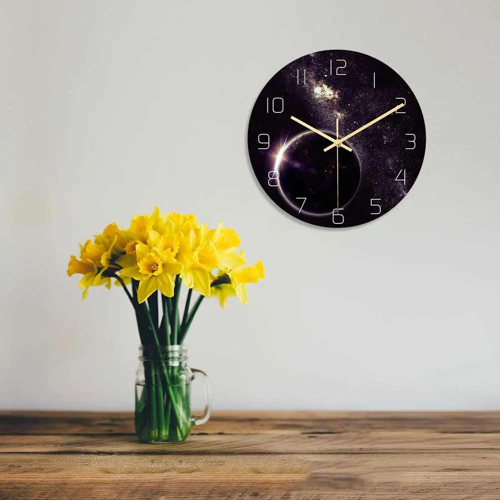 

Universe Planet Wall Clock Outer Space Acrylic Silent Round Clock For Living Room Bedroom Office Night Light Decor Modern