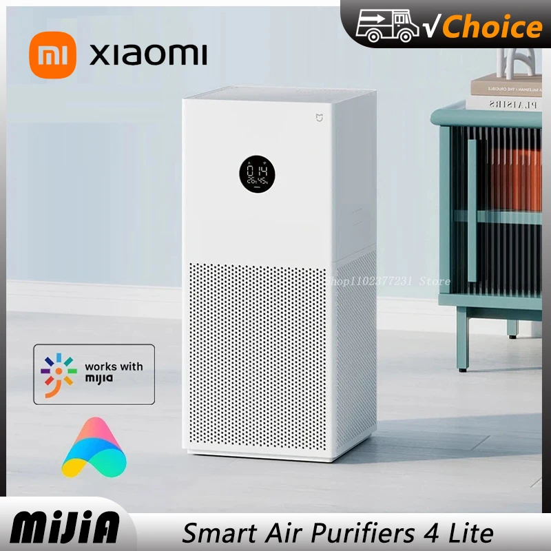جهاز تنقية الهواء الذكي XIAOMI MIJIA 4 Lite شاشة LED لتنقية إزالة الديهايد مؤين الهواء المنزلي 35.8 ديسيبل (أ) تطبيق MI منخفض الضوضاء