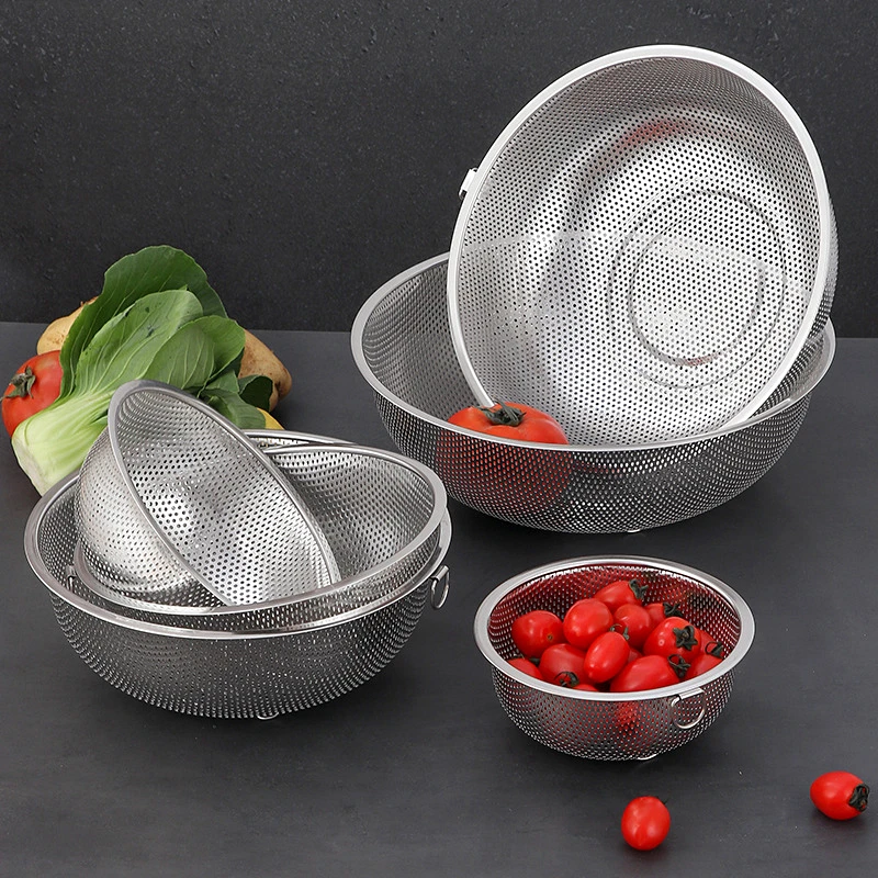 

Round Stainless Steel Fine Mesh Strainer Net Basket with Handles Kitchen Vegetables Fruits Rice Food Pasta Sieve Filter