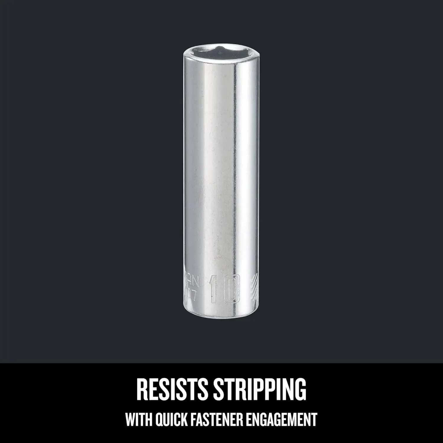 Soquete profundo, métrico, acionamento de 1/4 polegadas, 10 mm, 6 pontos (CMMT44407)