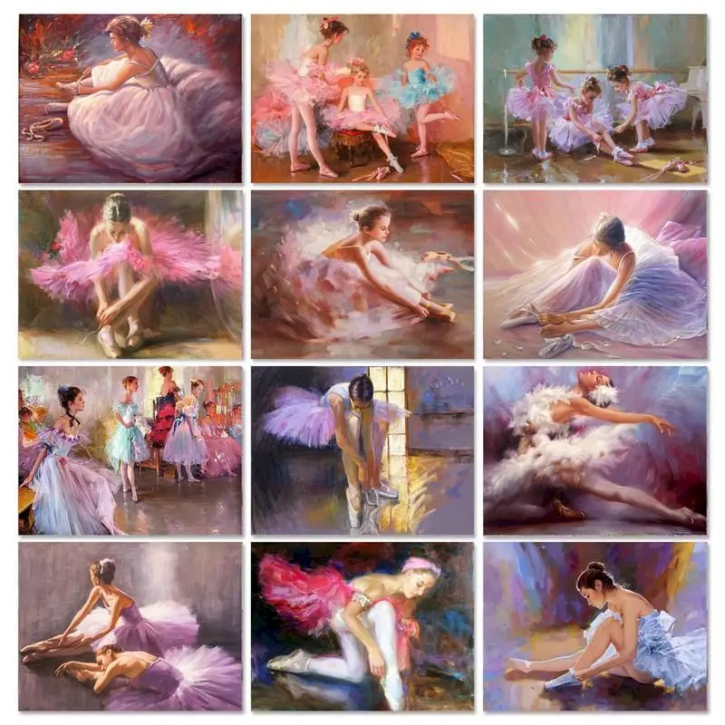 

GATYZTORY 60x75cm Frame DIY Painting By Numbers Ballerina Girl Acrylic Paint Drawing By Numbers Figure Home Wall Art Picture