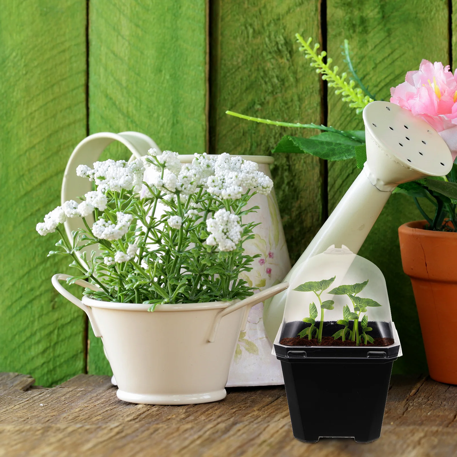 

5Sets Durable Thick Plastic Plant Nursery Pots Clear Succulent Planter for Home Garden Flowering Nursery Planter