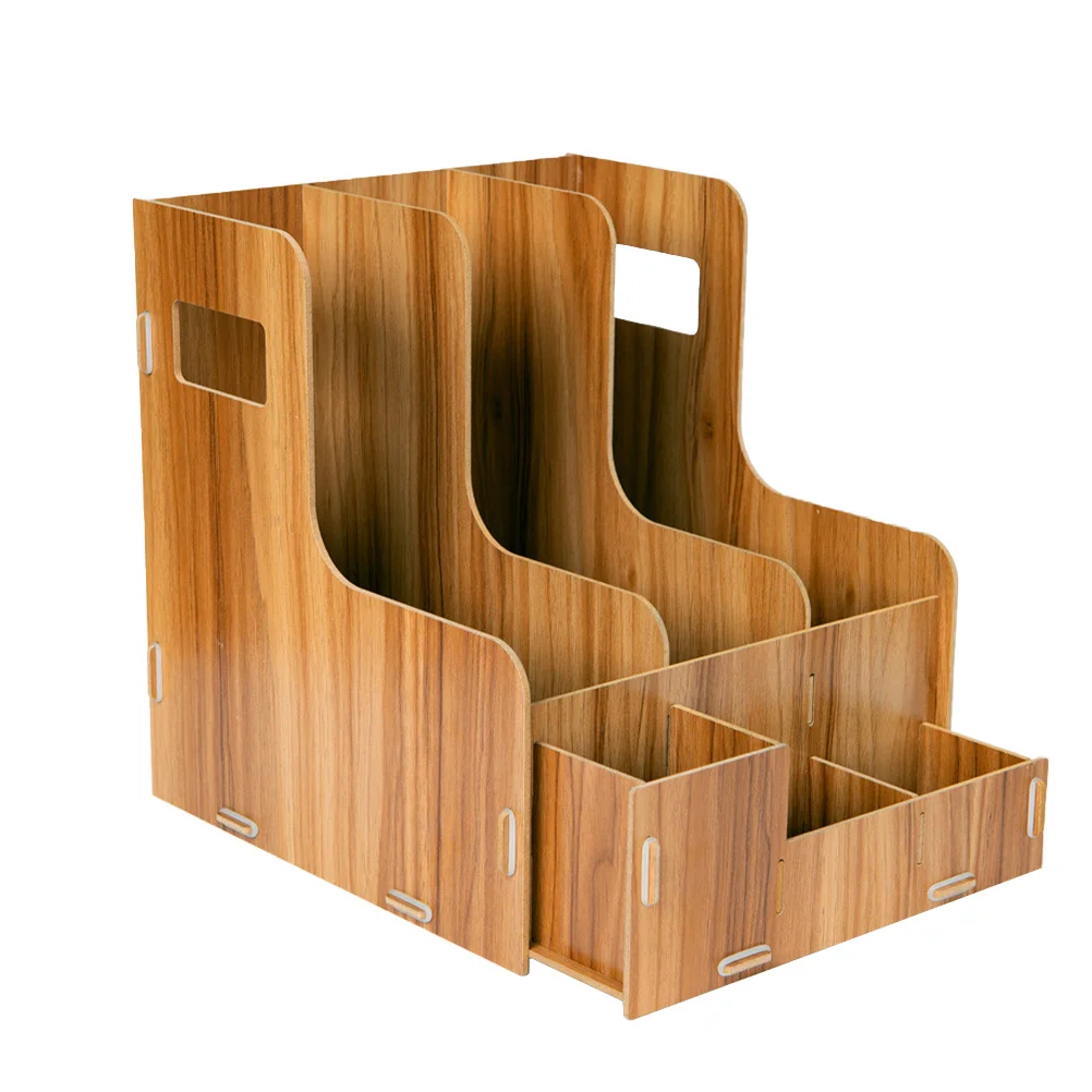 

Wooden Desk File Storage Box Environmental Book Rack Folder File Storage Rack Holder Desktop Office Home