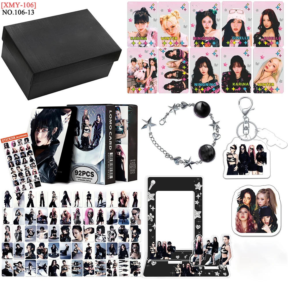 BINI (G)I-DLE Babymonster Exquisite Gift Box Photocards Stickers Card Holder Keyring Bracelet Collect Set BUS Karina Fans Gifts