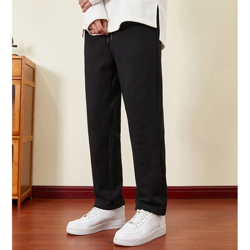 하라주쿠 바지 남성용 겨울 플리스 두꺼운 따뜻한 스웨트팬츠 루즈핏 캐주얼 조거 헤비웨이트 양털 스트리트웨어 빈티지 스타일