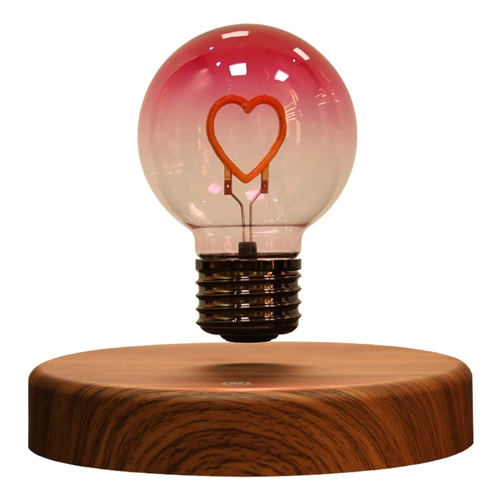 Bombilla de levitación magnética en forma de corazón, rotación de 360 °, luz de ambiente expresivo, tecnología creativa, decoración de escritorio