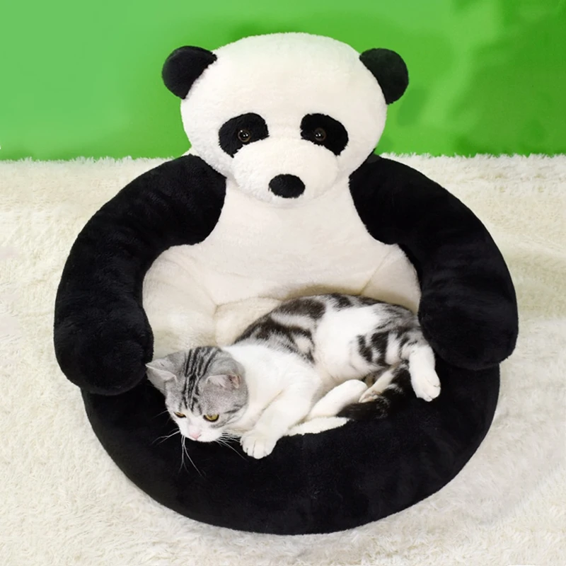 Cat Nest Winter Warm Fur Sofa Sleeping Kitten Mat Puppy Cushion Cartoon Panda Dog Beds Super Soft Pet Dog Cat Bed Plush Kennel