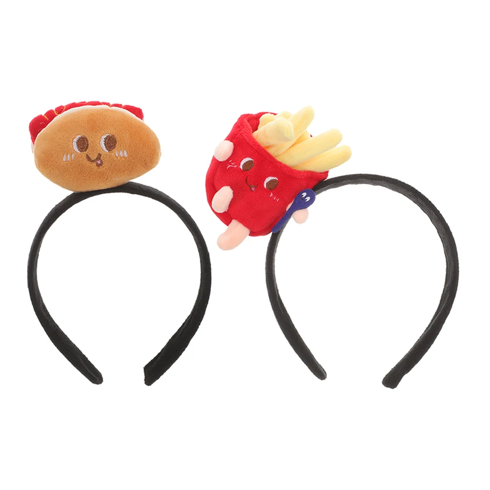 

2pcs French Fries Headbands Cute Hair Accessories For Women Wash Costume Dress Up Spa Makeup Headband Set