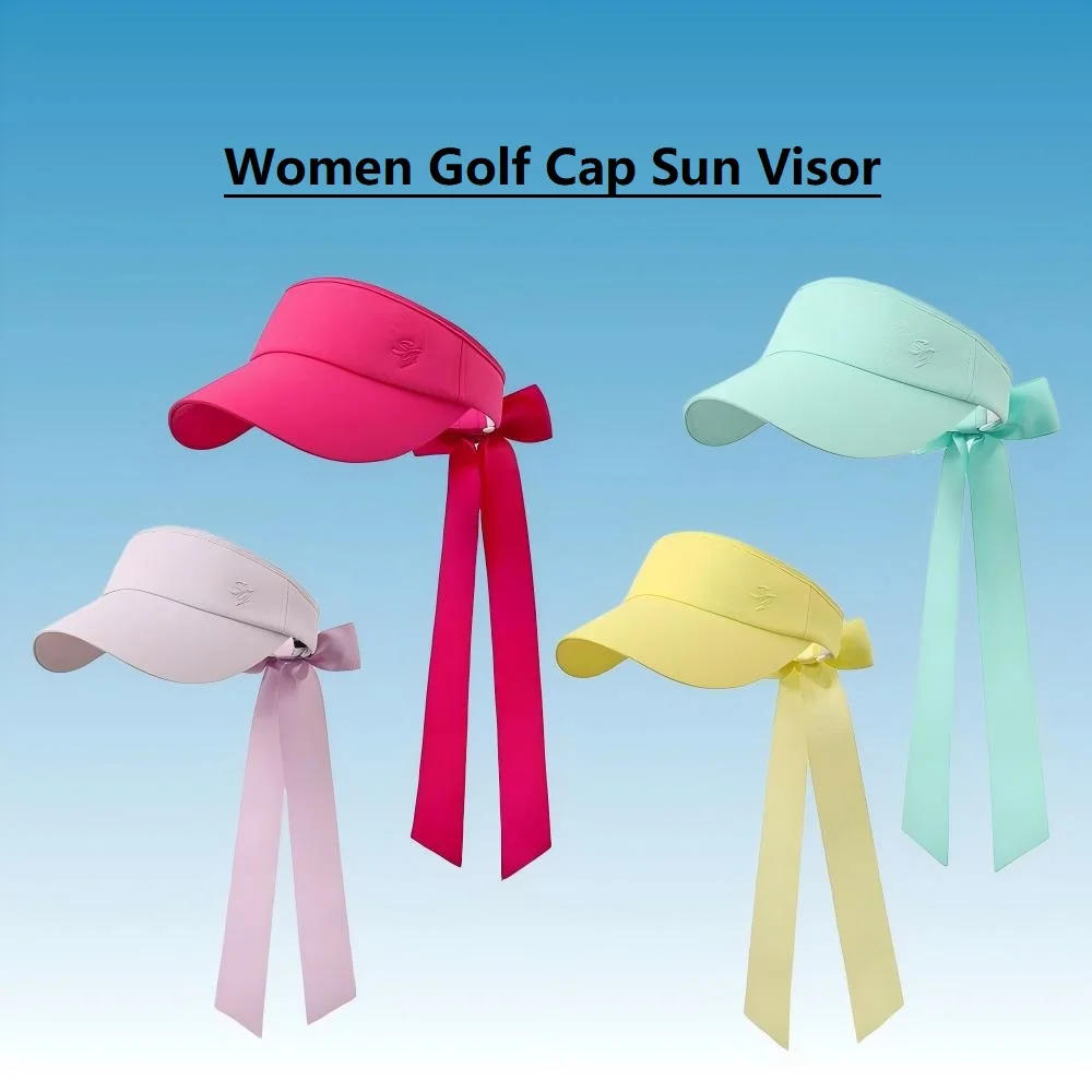 

New SG Golf Hat Women Quick-dry Breathable Sun Visor Cap Outdoor Sports Tennis Golf Empty Top Hats with Bow Multi Colors