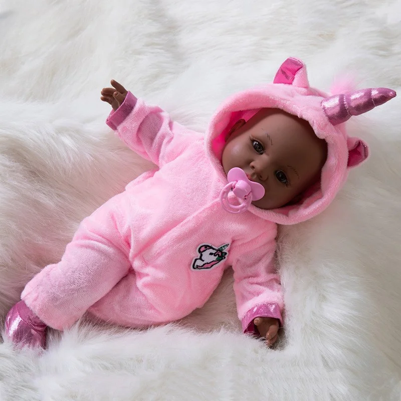 18 In Enamel Reborn Dolls Baby African Black Imitation 4-6 Year Old Children's Toys Soft Glue Sleeping Limbs Can Rotate