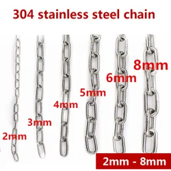 1 Meter 304 Stainless Steel Chain 2-8mm Waterproof and Rustproof Chain Lock For Traction Hang Clothes Pet Dog Chain Choker Colla